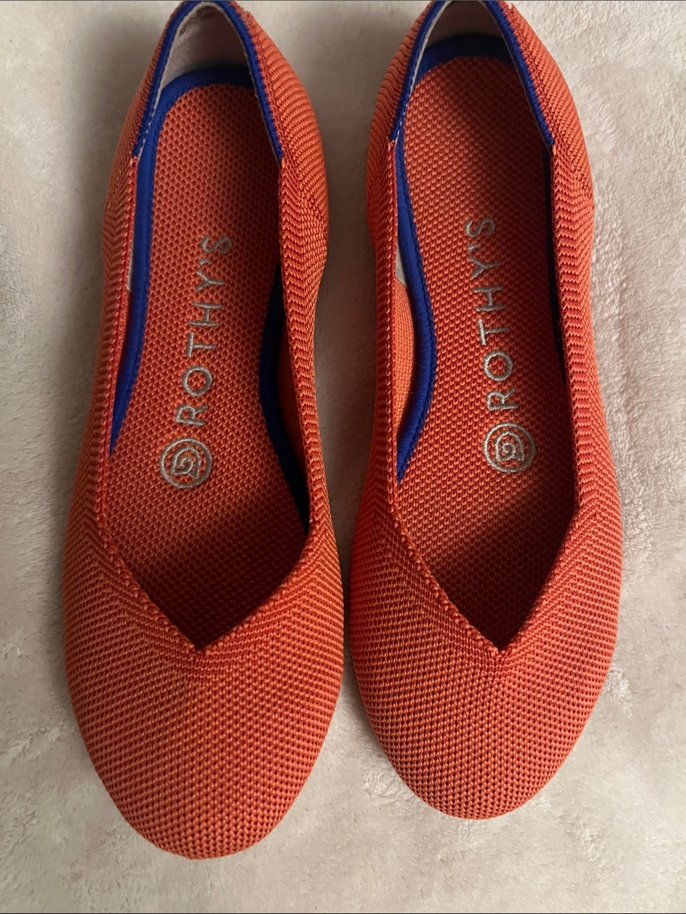 Rothy's Orange Knit Pointed-Toe Flats